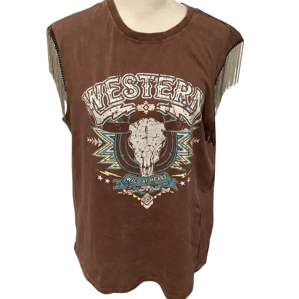 Boot Barn Rock & Roll Denim Women’s Chain Fringe Top BRAND NEW W/TAG. Size M - Picture 12 of 15